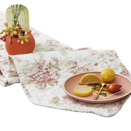 DaDa Bedding Hint of Mint Cottage Floral Roses Quilted Cotton Dining